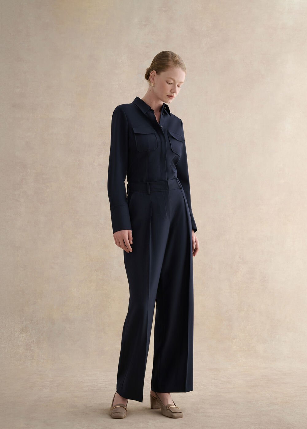 Dannie Wide Leg Trousers, Hobbs Navy, hi-res