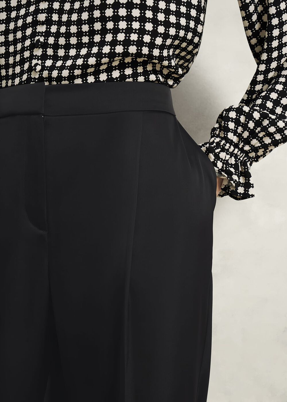Howley Wide Trousers, Black, hi-res