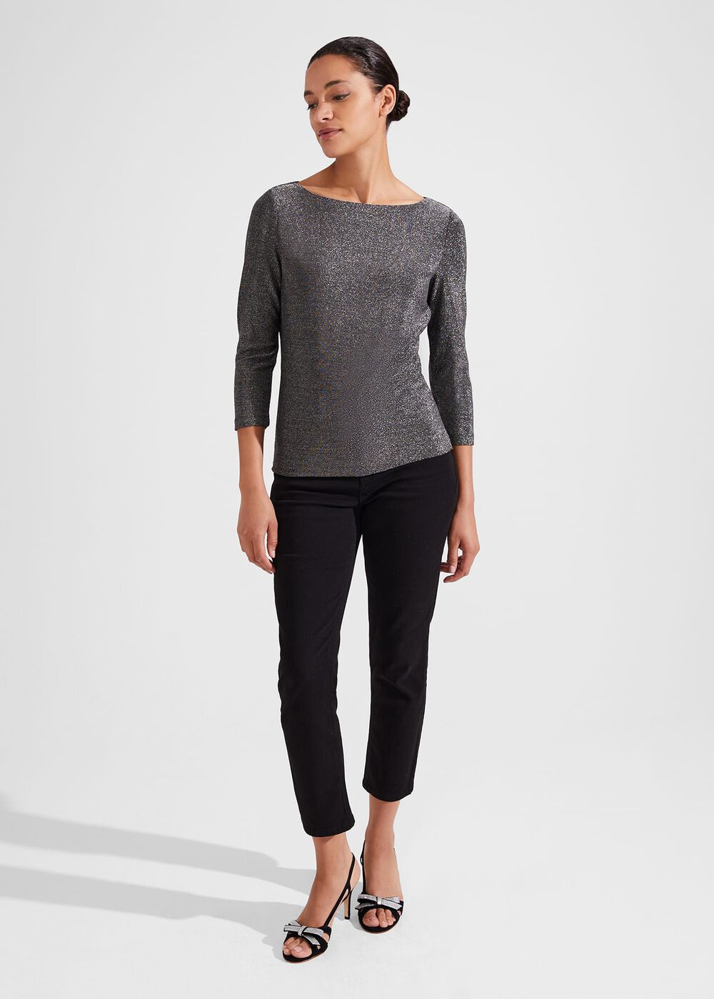 Sonya Sparkle Top, Black Silver, hi-res
