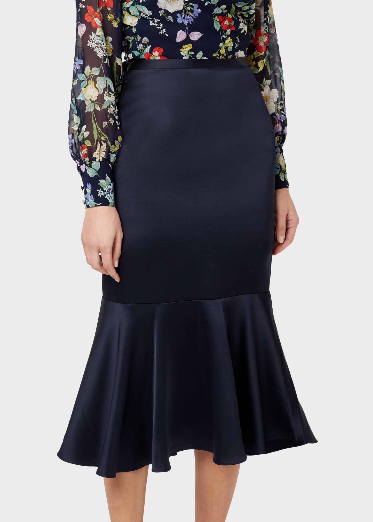 Amberlee Satin Skirt, Midnight, hi-res