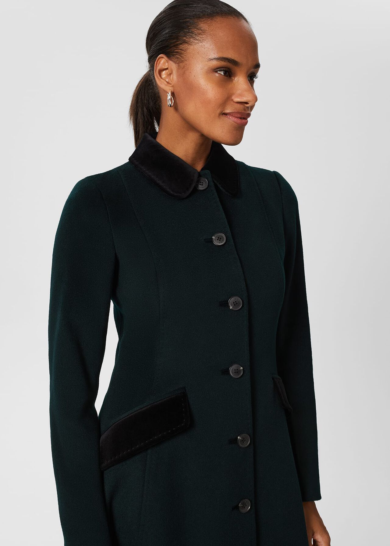 Maryam Wool Coat, Forest Green, hi-res