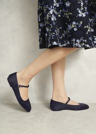 Chrissy Satin Mary Janes, Midnight Navy, hi-res