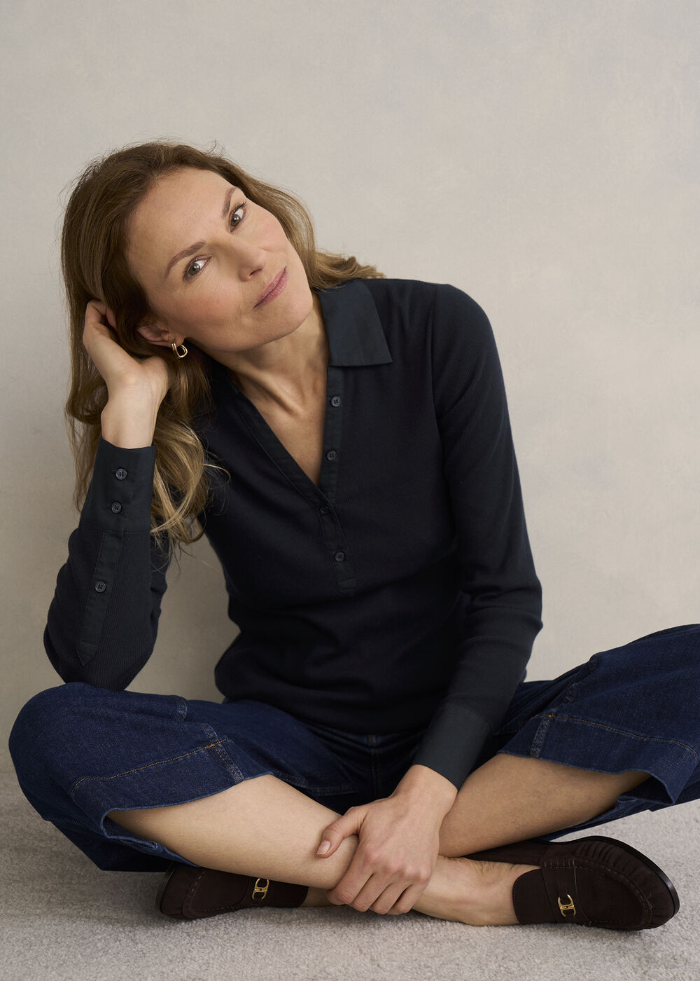 Lennox Ribbed Shirt, Hobbs Navy, hi-res