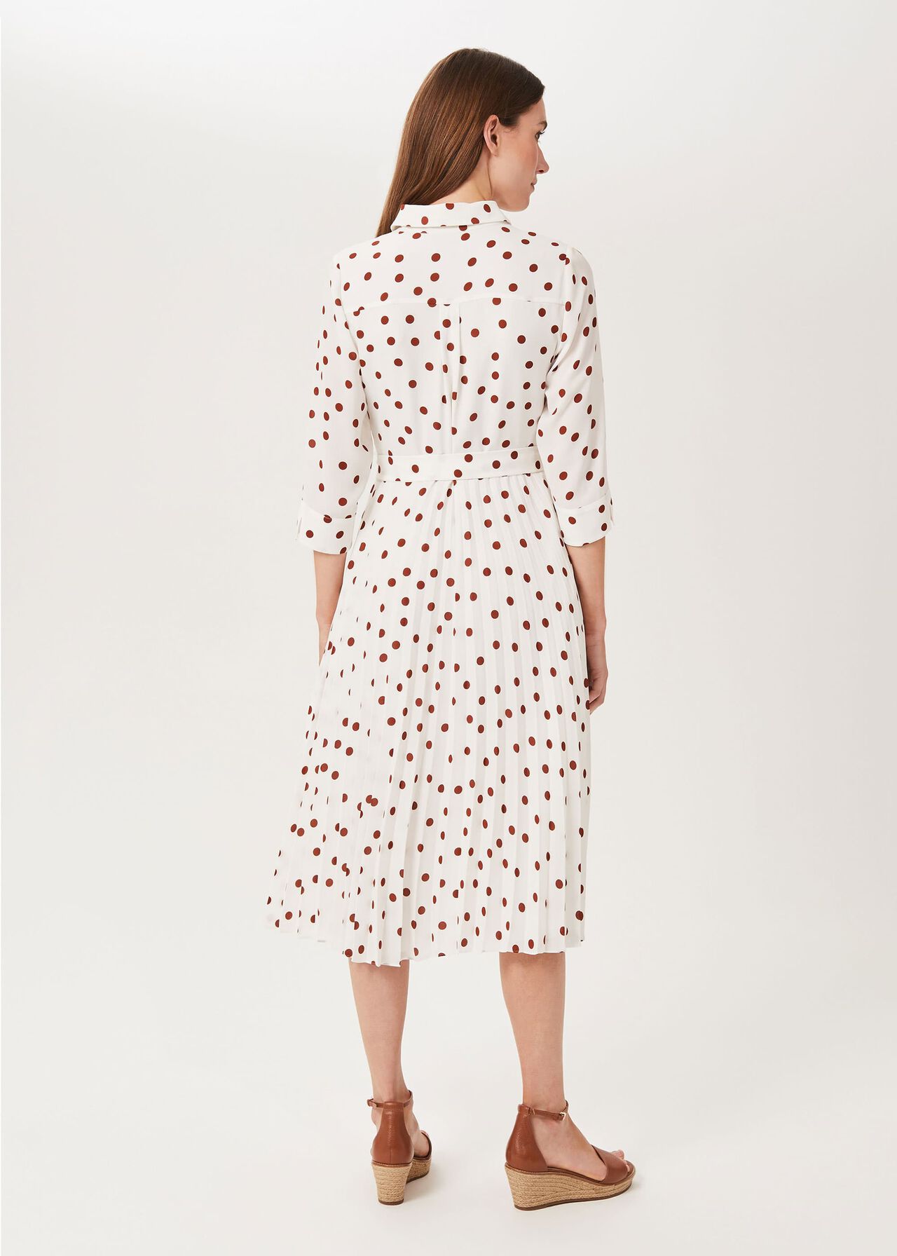 Leona Spot Midi Dress, Ivory Pecan, hi-res