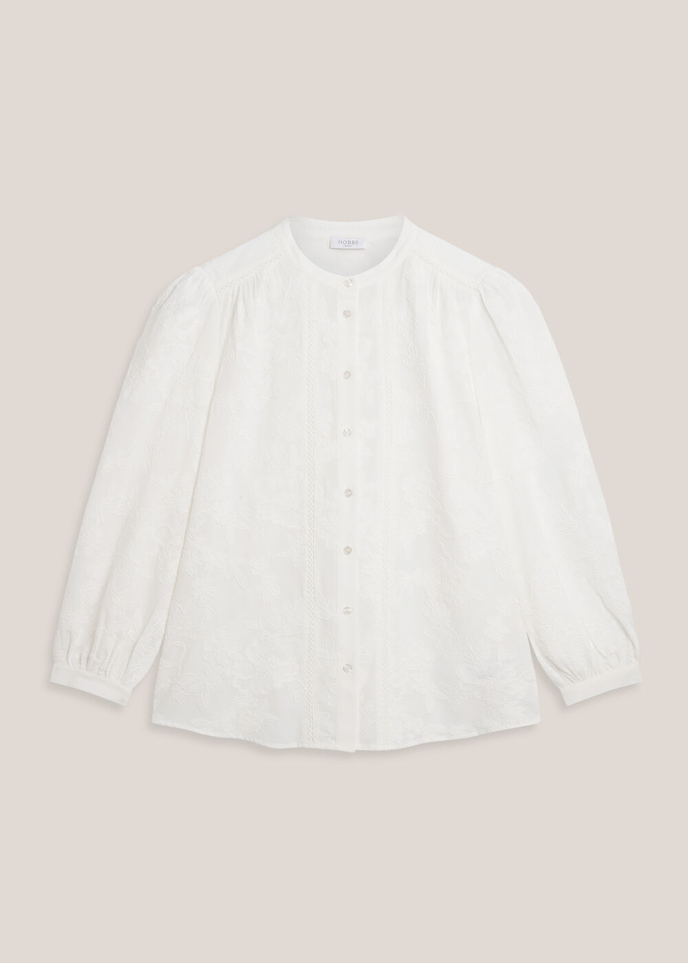 Fallon Cotton Embroidery Blouse, White, hi-res