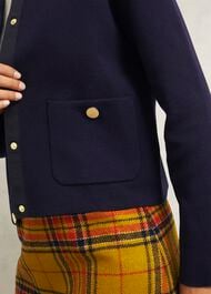 Daisy Cotton Wool Knitted Jacket, Hobbs Navy, hi-res
