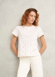 Adaline Cotton Printed T-Shirt, White Gold, hi-res