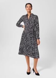 Laurenza Fit And Flare Dress, Navy Ivory, hi-res