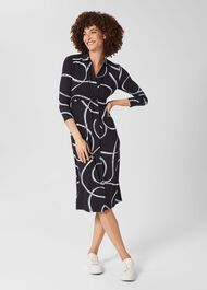 Nadia Jersey Dress, Navy Ivory, hi-res