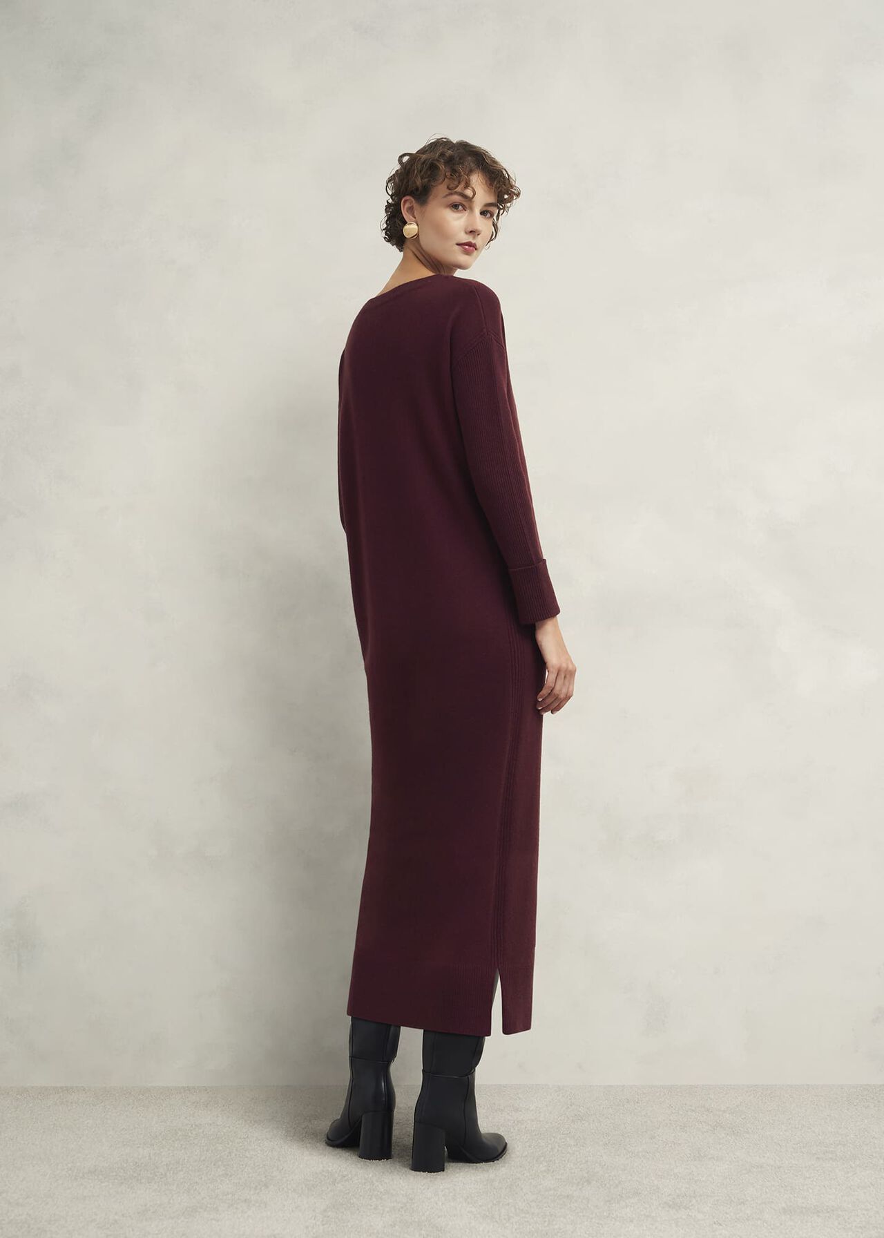 Hartsfirth Knitted Dress With Cashmere, Cocoa Brown, hi-res