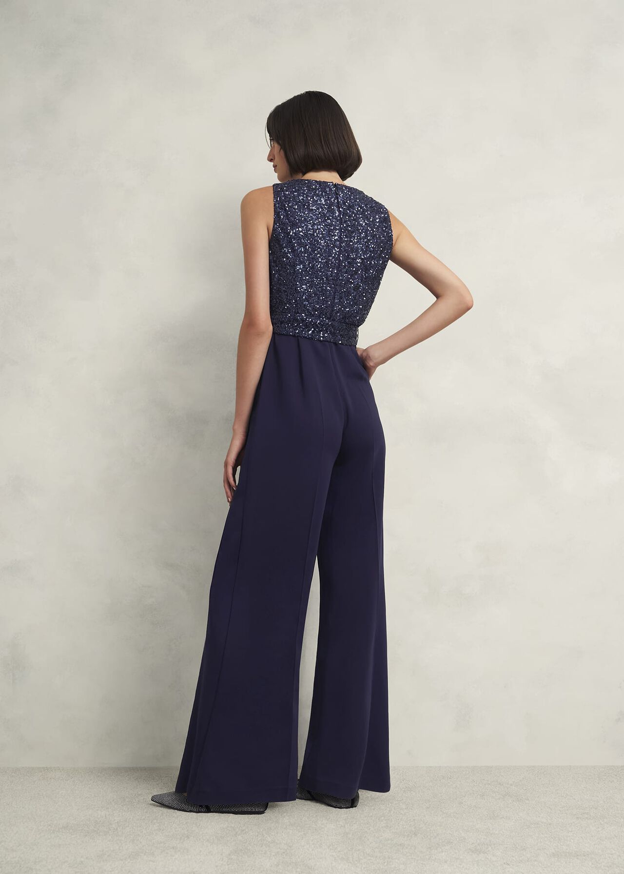 Zuri Sequin Jumpsuit, Midnight Navy, hi-res
