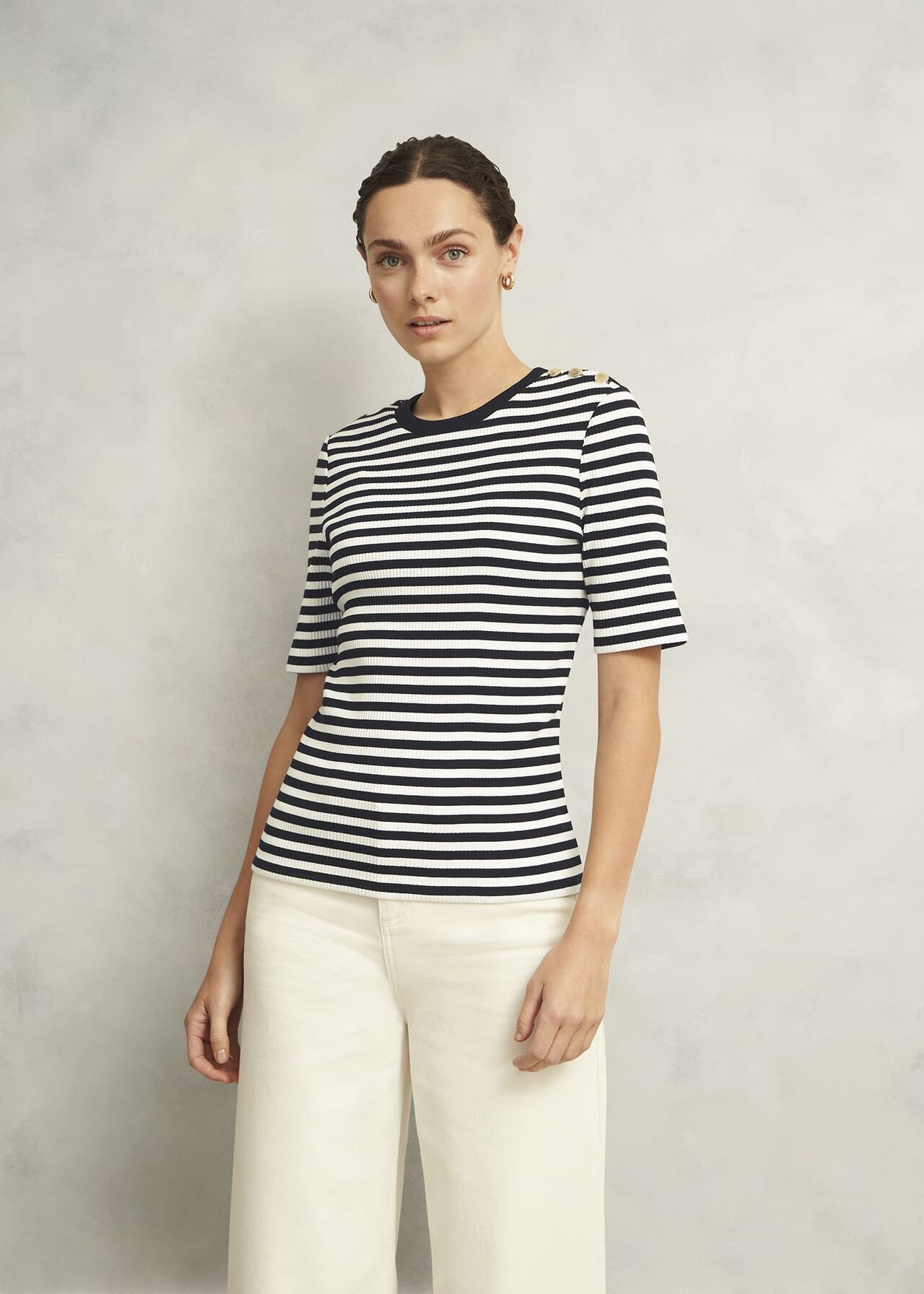 Tamsin Stripe T-Shirt, Ivory Navy, hi-res