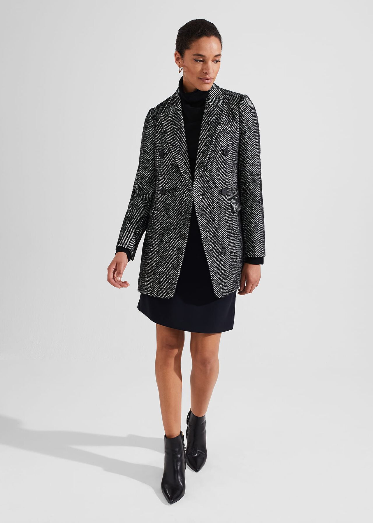 Skye Coat With Wool, Black White, hi-res