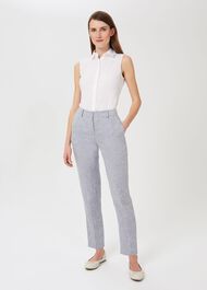 Ivana Linen Tapered Trousers, Pale Blue, hi-res