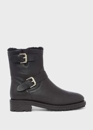 Philippa Leather Ankle Boots, Black, hi-res