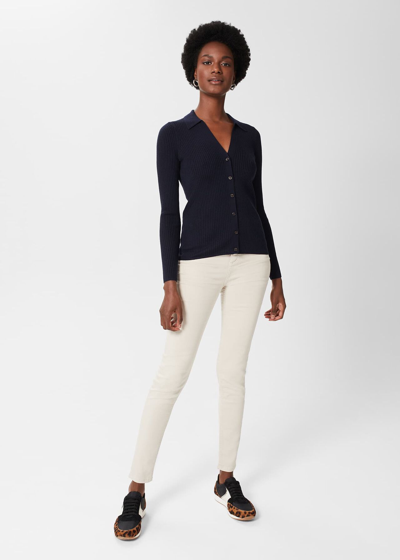 Peyton Merino Wool Jumper, Hobbs Navy, hi-res