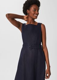 Roberta Linen Dress, Navy, hi-res
