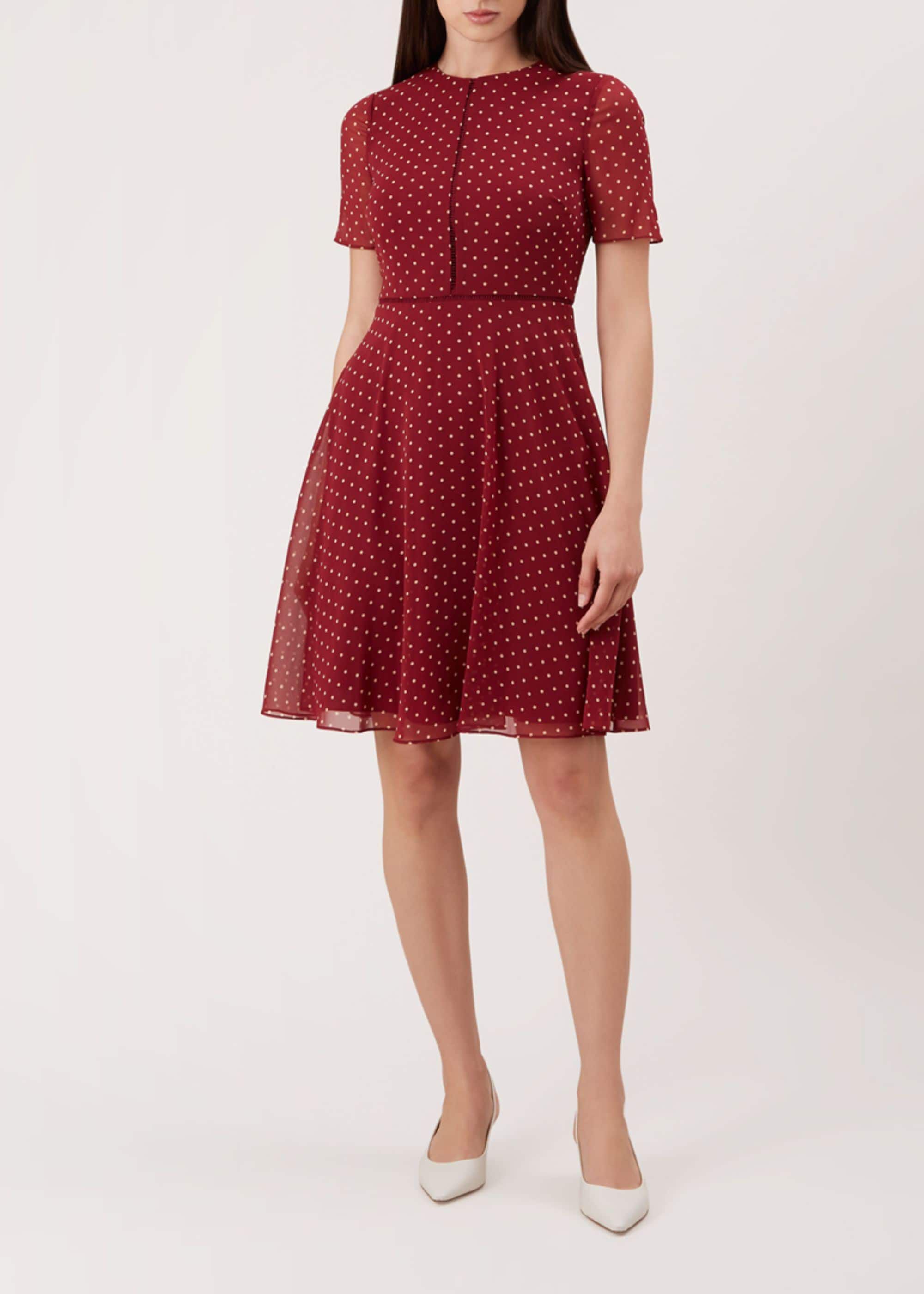 hobbs red polka dot dress