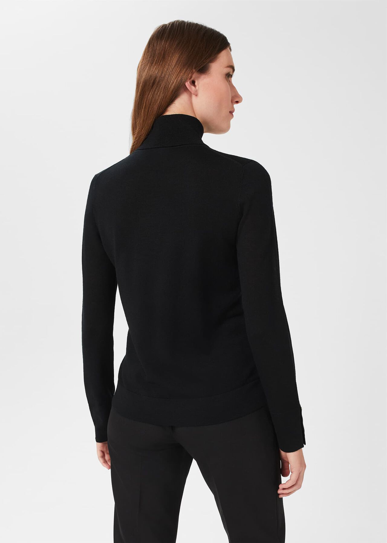 Lara Merino Roll Neck, Black, hi-res