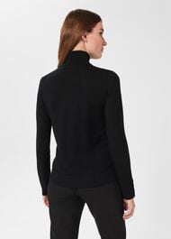 Lara Merino Wool Roll Neck Sweater, Black, hi-res