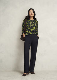 Julia Printed Top, Navy Green, hi-res