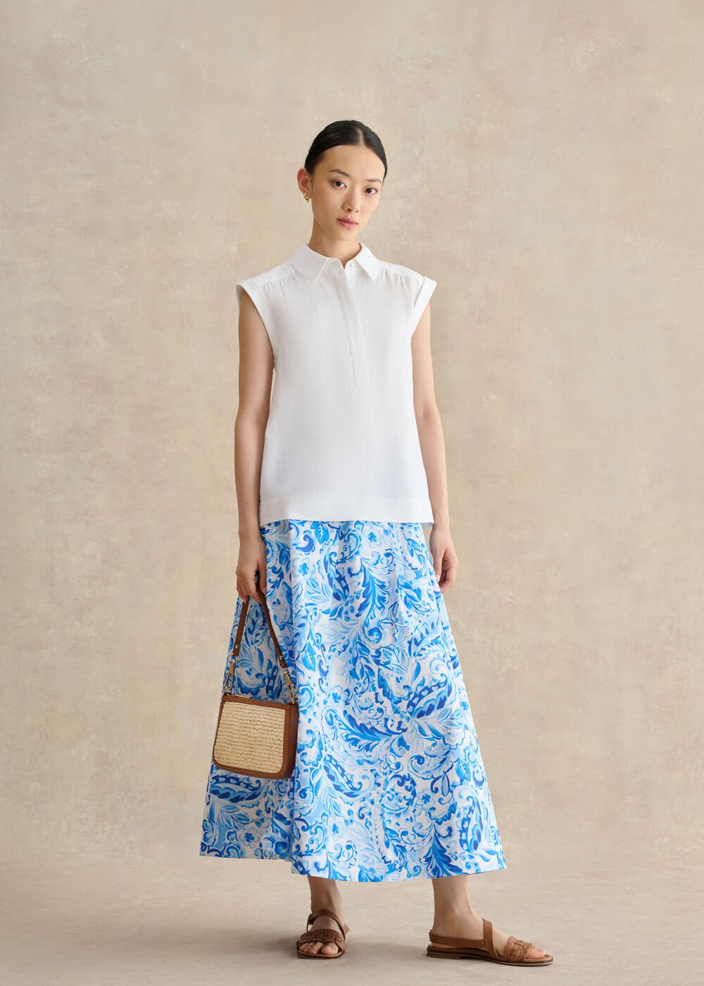 Antonella Cotton Skirt, Blue Multi, hi-res