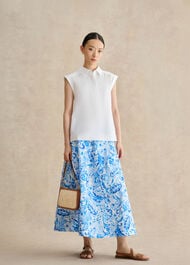 Antonella Cotton Skirt, Blue Multi, hi-res