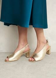 Kali Leather Sandals, Gold, hi-res