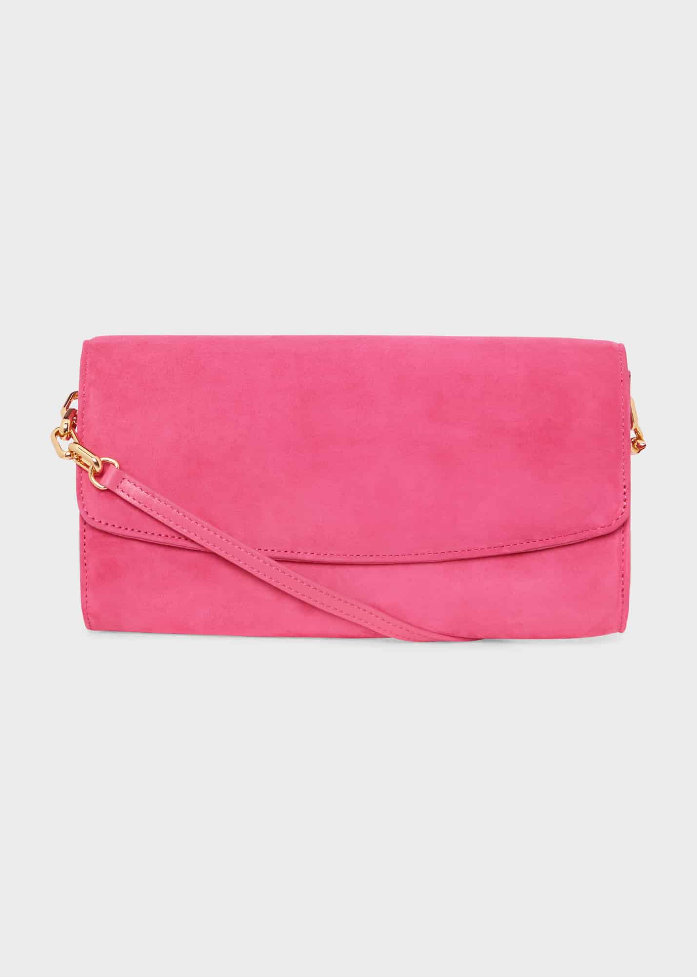 Pink suede hotsell clutch bag