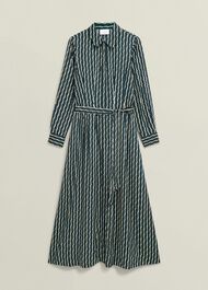 Serpentine Shirt Dress, Green Cream, hi-res