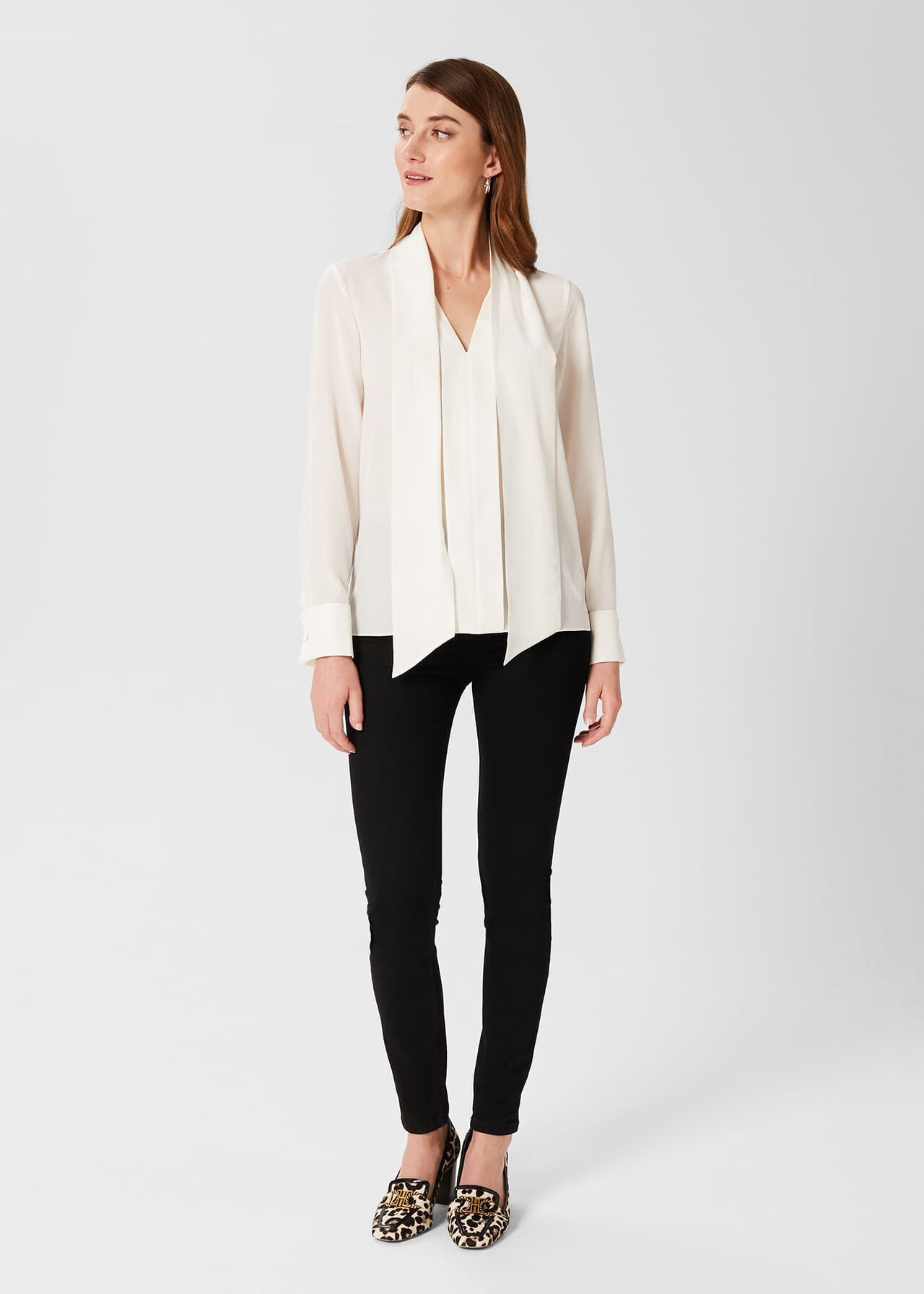 Pearl Silk Blouse, Ivory, hi-res