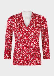 Aimee Printed Top, Red Ivory, hi-res
