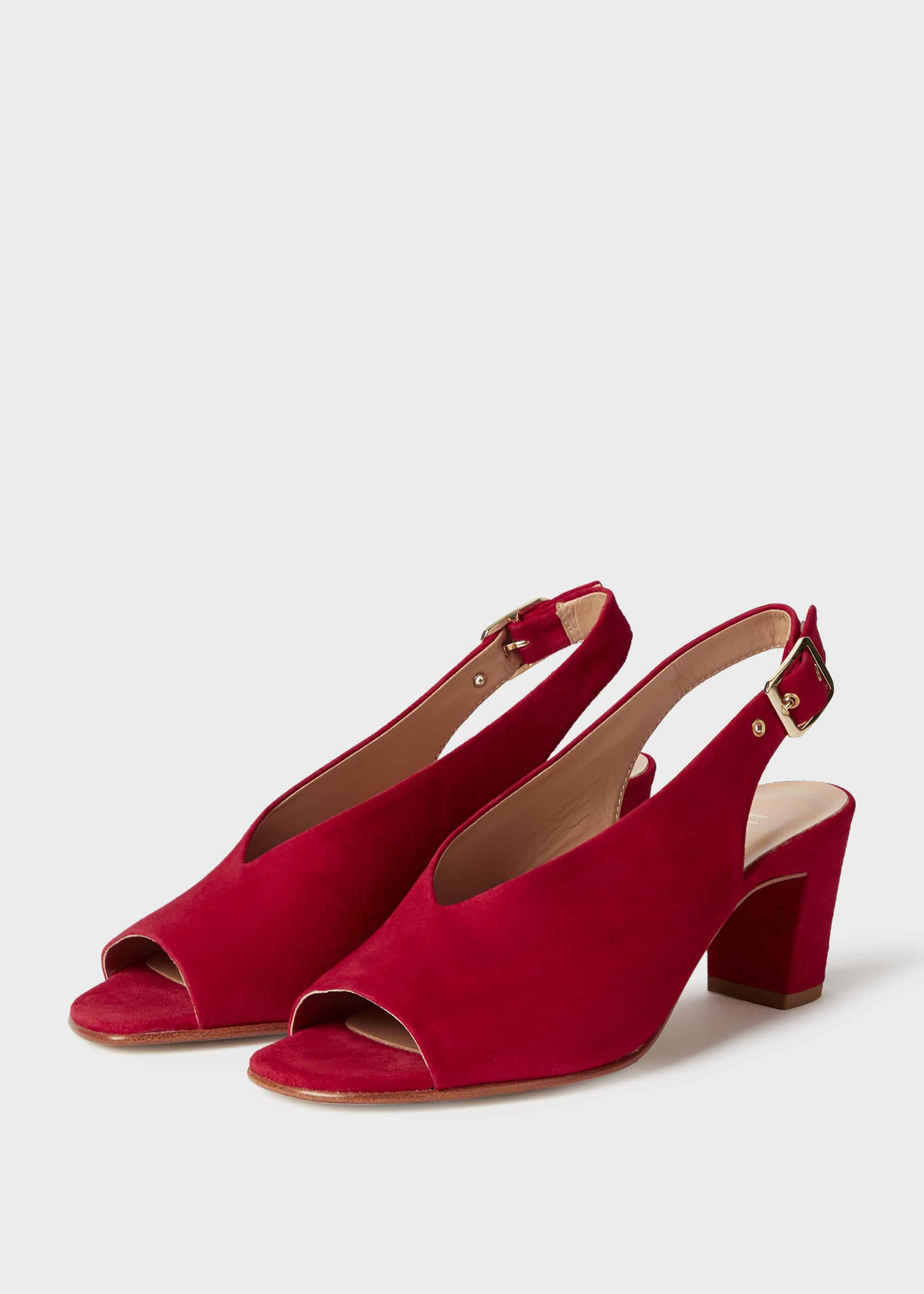red block heel sandals