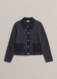 Sasha Knitted Jacket, Navy, hi-res