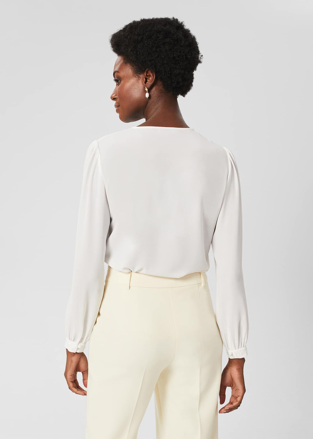 Leena Lace Trim Blouse, Ivory, hi-res