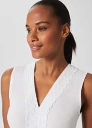 Larna Broderie Top, White, hi-res