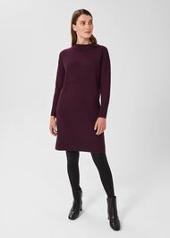 Talia Knitted Dress With Cashmere, Dark Plum, hi-res