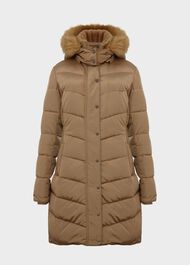 Petite Lilian Puffer Jacket With Hood, Camel, hi-res