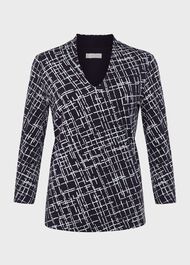 Aimee Printed Top, Navy Ivory, hi-res