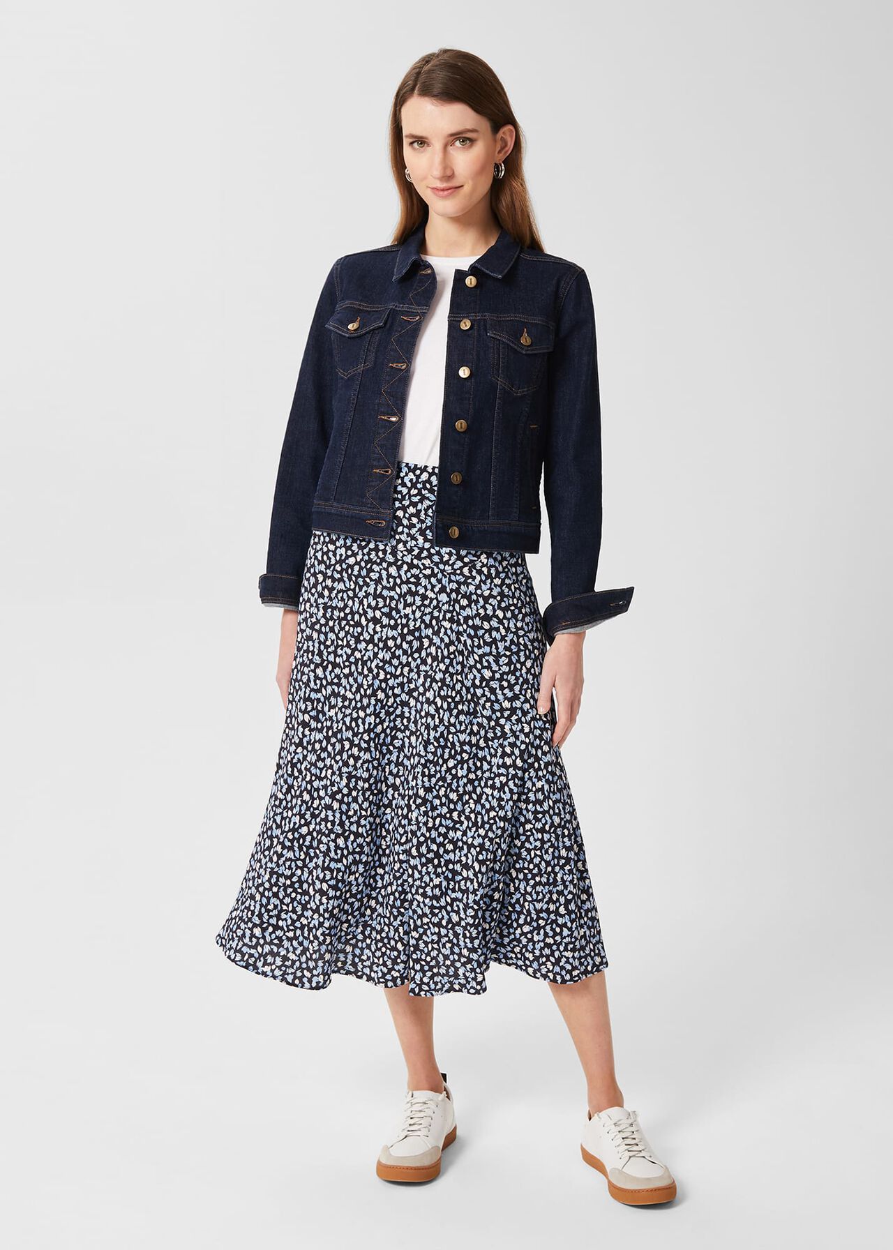 Angie Midi Skirt, Navy Multi, hi-res