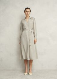 Neutral Eleanor Stripe Shirt Dress, Soft Beige, hi-res