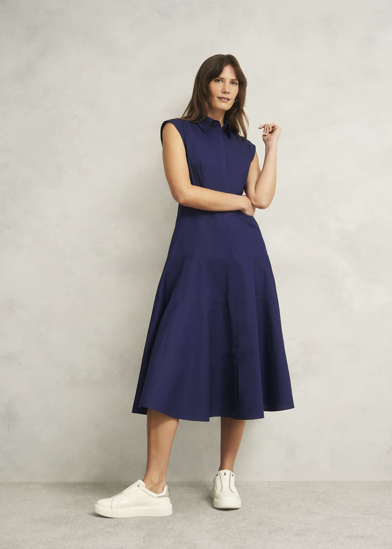 Lilah Cotton Dress, Rich Navy Blue, hi-res
