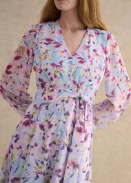 Petite Thea Tie Belted Dress, Pale Blue Multi, hi-res