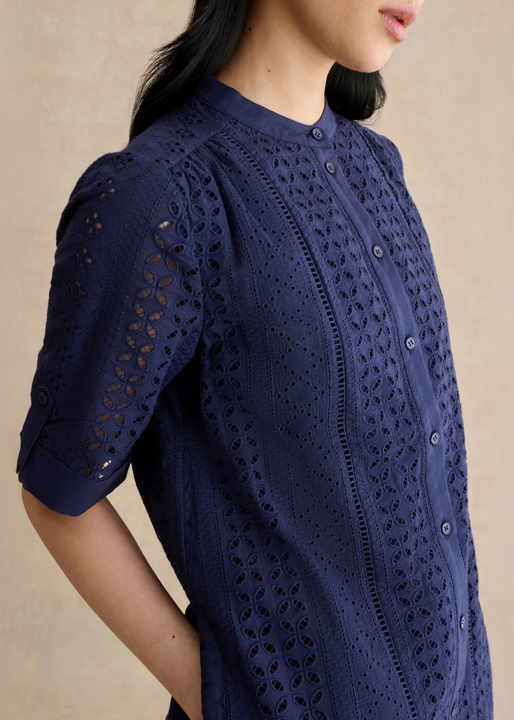 Jasmine  Broderie Dress, True Navy, hi-res