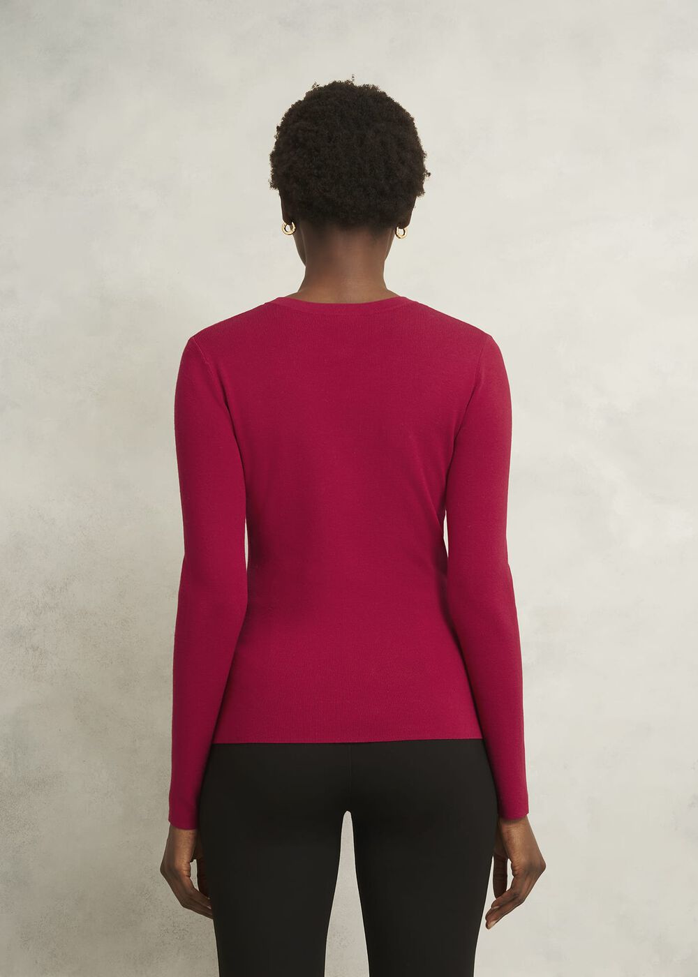 Hayden Button Detail Knitted Jumper, Pomegranate Red, hi-res
