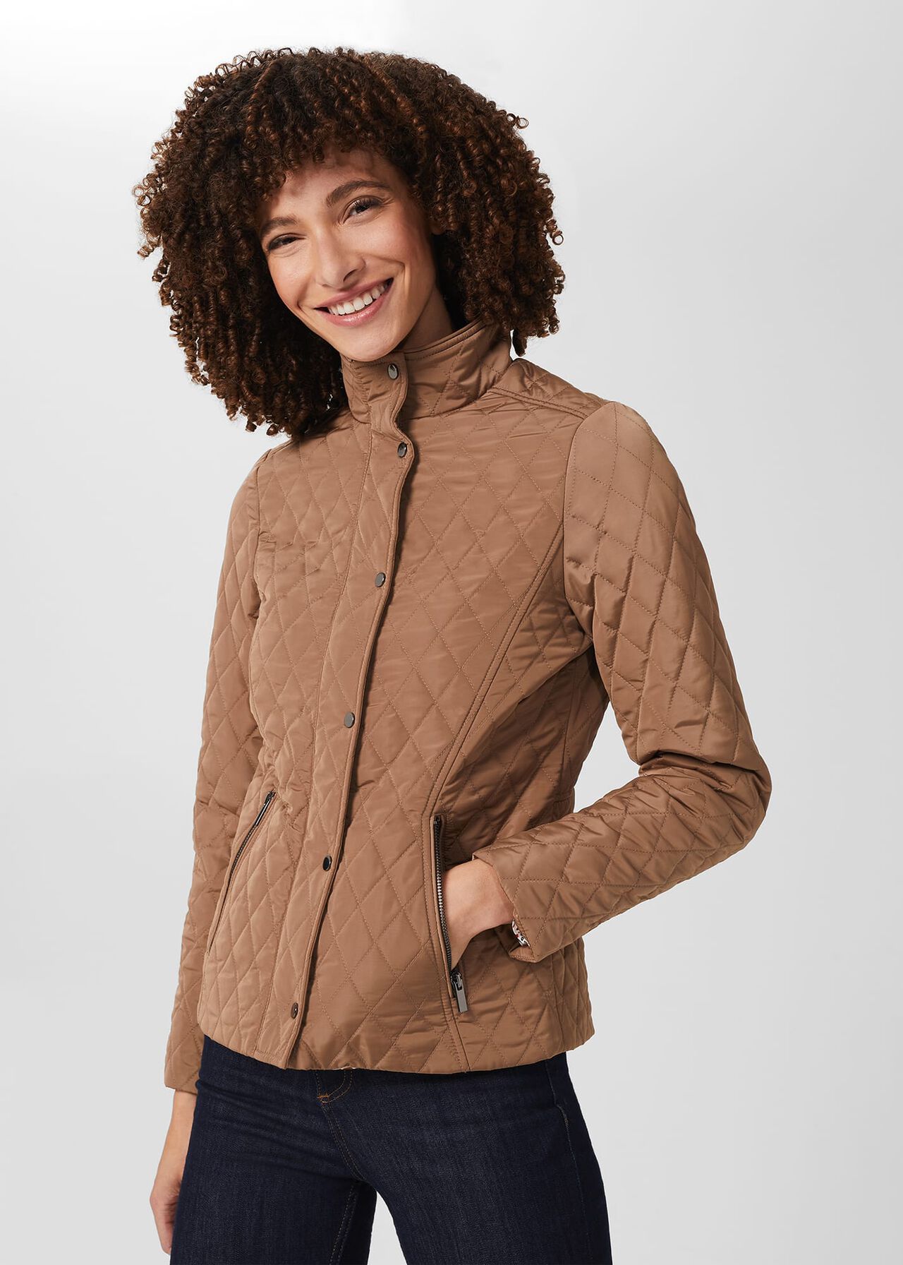 Thandie Quilted Jacket, Camel, hi-res