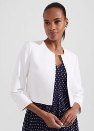 Elize Crepe Jacket, Ivory, hi-res