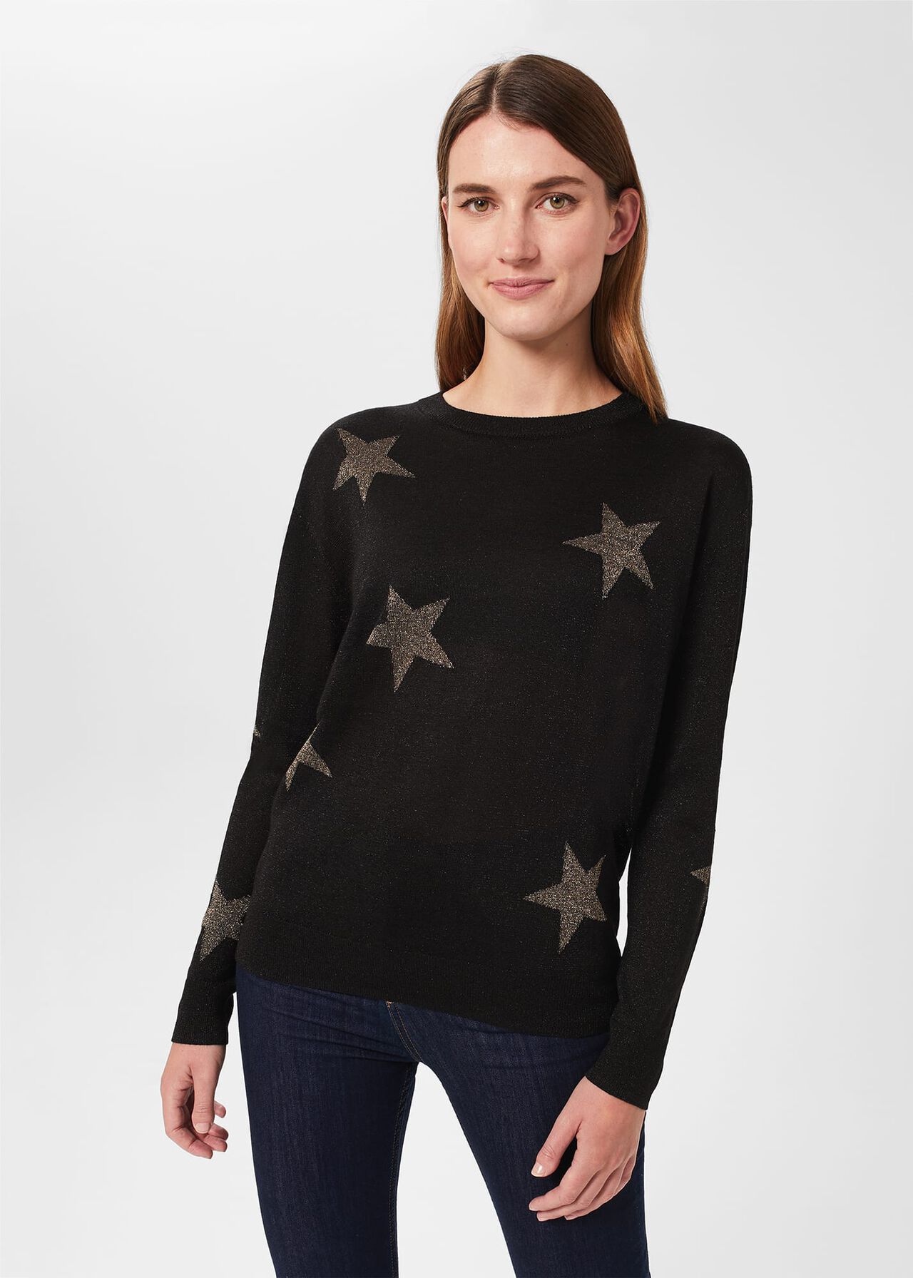 Deborah Lurex Star Sweater, Black Gold, hi-res