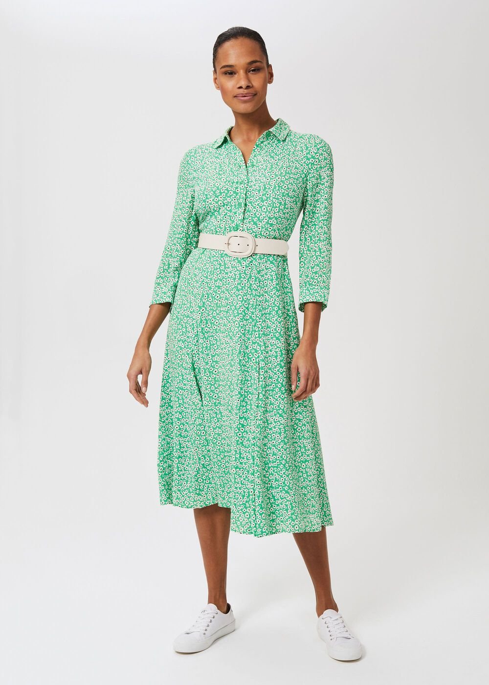 Frederica Floral Midi Dress, Green Multi, hi-res