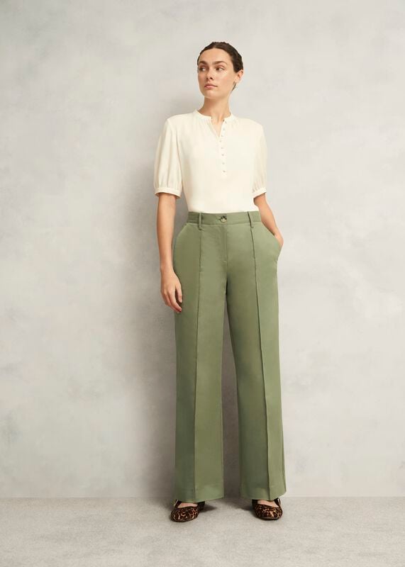 Dark Sage Green Kayley Cotton Trousers